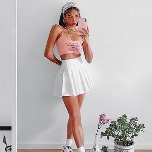 American Apparel White Pleated Tennis Skirt